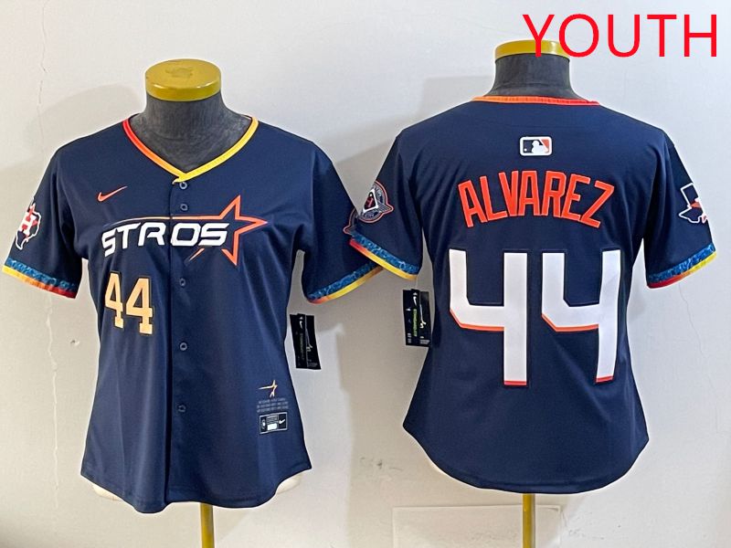 Youth Houston Astros #44 Alvarez Drak Blue Fourth generation Joint Name 2025 Nike MLB Jersey style 6->youth mlb jersey->Youth Jersey